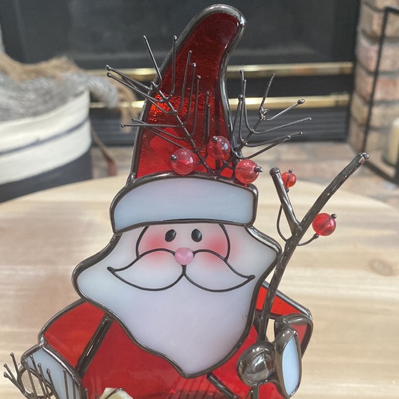 Stained glass woodland Santa tea light holder. - Picture 2 of 5